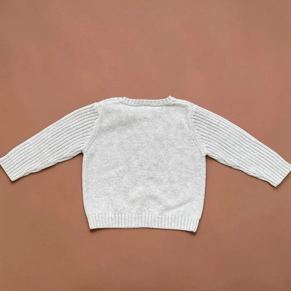 Gymboree 2008 Gray Husky Puppy Dog Cotton Knit Sweater 18-24M